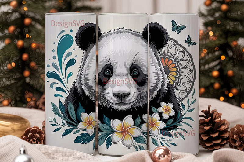 Zen Panda Mandala 20oz Tumbler Wrap Sublimation DesignSVG 