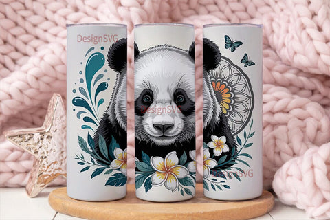 Zen Panda Mandala 20oz Tumbler Wrap Sublimation DesignSVG 
