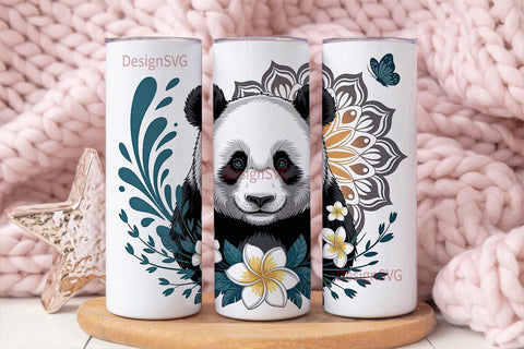 Zen Panda Mandala 20oz Tumbler Wrap Sublimation DesignSVG 