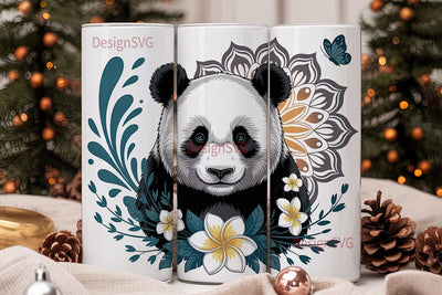Zen Panda Mandala 20oz Tumbler Wrap Sublimation DesignSVG 
