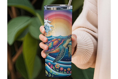 Zen Sea Turtle 20oz Tumbler Wrap Sublimation DesignSVG 