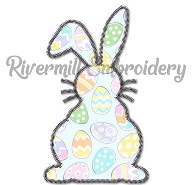 Zig Zag Applique Bunny Silhouette Machine Embroidery Design Embroidery/Applique DESIGNS Rivermill Embroidery 
