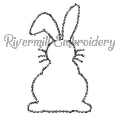 Zig Zag Applique Bunny Silhouette Machine Embroidery Design Embroidery/Applique DESIGNS Rivermill Embroidery 