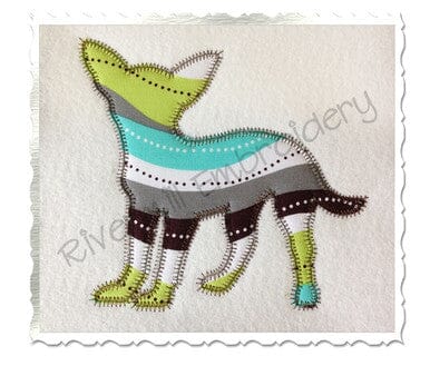 Zig Zag Applique Chihuahua Dog Silhouette Machine Embroidery Design Embroidery/Applique DESIGNS Rivermill Embroidery 