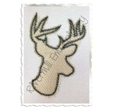 Zig Zag Applique Deer Head Buck Silhouette Machine Embroidery Design Embroidery/Applique DESIGNS Rivermill Embroidery 