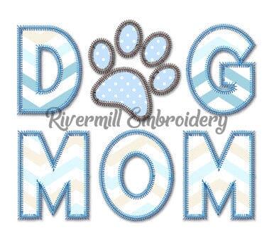 Zig Zag Applique Dog Mom Machine Embroidery Design Embroidery/Applique DESIGNS Rivermill Embroidery 