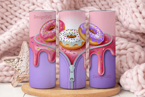 Zipper Donuts Tumbler Wrap 20oz Sublimation DesignSVG 