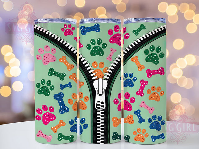 Zipper Paw Print Dog Tumbler Wrap, Dog Lover Tumbler, Zipper Pattern Art, Pet Owner Gift, Modern Dog Design, Animal Print Wrap, Unique Paw Pattern Sublimation SvggirlplusArt 