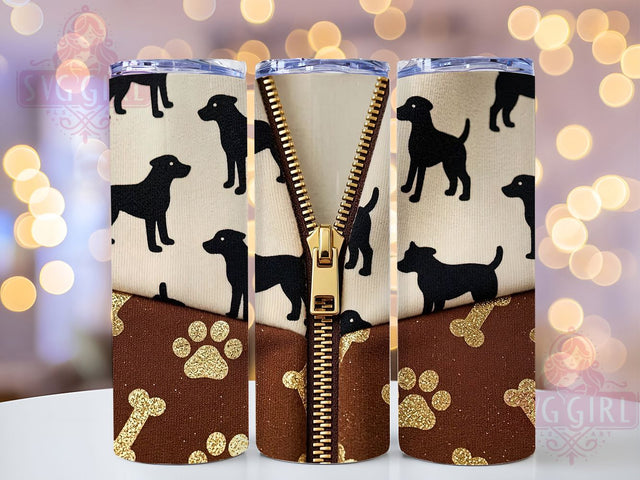 Zipper Pawbone Dog Print 20oz Tumbler, Zipper Detail, Paw Print, Bone Motif, Dog Lover, Glow Effect, Skinny Tumbler, Sublimation PNG Sublimation SvggirlplusArt 