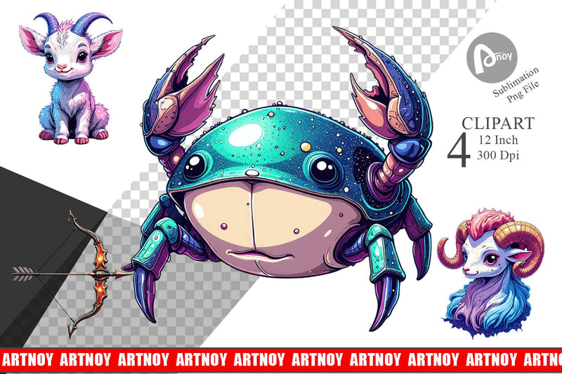 Zodiac Babies Clipart Sublimation artnoy 