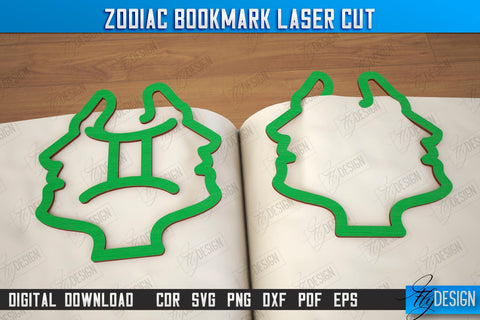 Zodiac Bookmark Bundle | Wooden Bookmark | Astrology | Book Lover | Zodiac Sign | CNC Files SVG Fly Design 