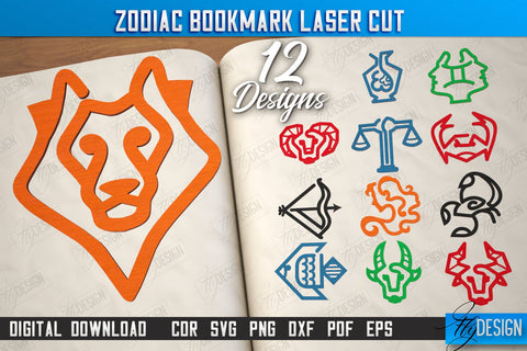 Zodiac Bookmark Bundle | Wooden Bookmark | Astrology | Book Lover | Zodiac Sign | CNC Files SVG Fly Design 