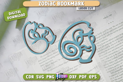 Zodiac Bookmark Laser Cut | Aquarius | Wooden Bookmark | Astrology | Book Lover | Zodiac Sign | CNC File SVG The T Store Design 