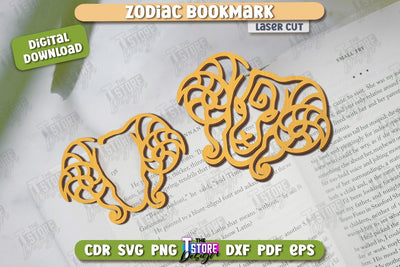 Zodiac Bookmark Laser Cut | Aries | Wooden Bookmark | Astrology | Book Lover | Zodiac Sign | CNC File SVG The T Store Design 