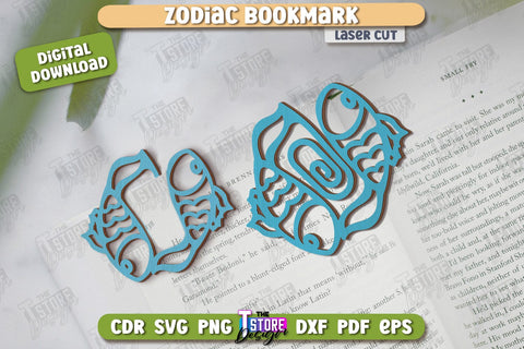 Zodiac Bookmark Laser Cut Bundle | Wooden Bookmark | Astrology | Book Lover | Zodiac Sign | CNC File SVG The T Store Design 