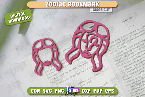Zodiac Bookmark Laser Cut Bundle | Wooden Bookmark | Astrology | Book Lover | Zodiac Sign | CNC File SVG The T Store Design 