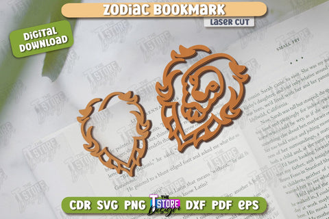 Zodiac Bookmark Laser Cut Bundle | Wooden Bookmark | Astrology | Book Lover | Zodiac Sign | CNC File SVG The T Store Design 