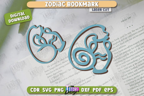 Zodiac Bookmark Laser Cut Bundle | Wooden Bookmark | Astrology | Book Lover | Zodiac Sign | CNC File SVG The T Store Design 