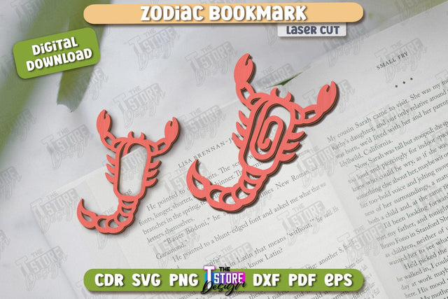 Zodiac Bookmark Laser Cut | Scorpio | Wooden Bookmark | Astrology | Book Lover | Zodiac Sign | CNC File SVG The T Store Design 