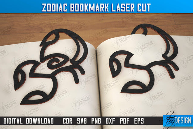 Zodiac Bookmark | Wooden Bookmark | Astrology | Book Lover | Zodiac Sign | CNC File SVG Fly Design 