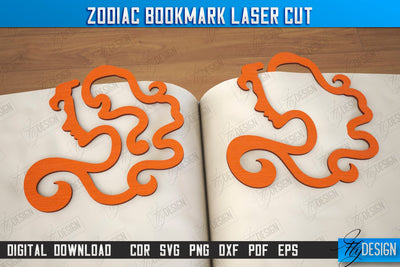 Zodiac Bookmark | Wooden Bookmark | Astrology | Book Lover | Zodiac Sign | CNC File SVG Fly Design 
