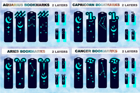 Zodiac bookmarks set svg, Layered paper cut bookmarks SVG AnastasiyaArtDesign 