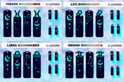 Zodiac bookmarks set svg, Layered paper cut bookmarks SVG AnastasiyaArtDesign 