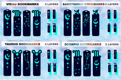 Zodiac bookmarks set svg, Layered paper cut bookmarks SVG AnastasiyaArtDesign 
