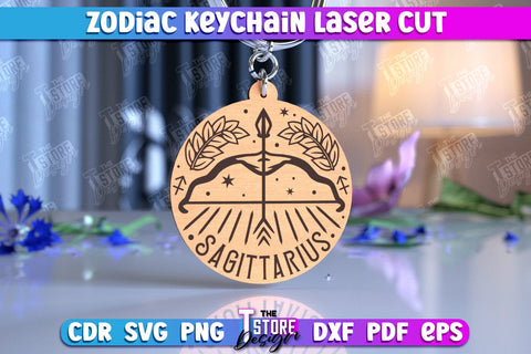 Zodiac Keychain Laser Cut | Astrology Design | Zodiac Sign | CNC File SVG The T Store Design 
