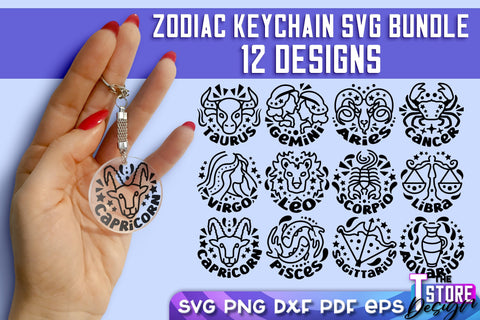 Zodiac Keychain SVG | Astrology Design | SVG Design v.2 SVG The T Store Design 