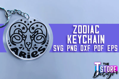 Zodiac Keychain SVG | Astrology Design | SVG Design v.2 SVG The T Store Design 