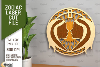 ZODIAC Laser Cut File. Horoscope Layered SVG Decor SVG Evgenyia Guschina 