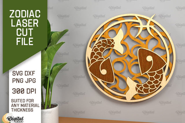 ZODIAC Laser Cut File. Horoscope Layered SVG Decor SVG Evgenyia Guschina 