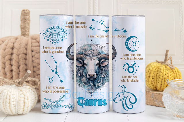 Zodiac Sign Affirmation 20 oz Skinny Tumbler Sublimation Designs bundle PNGs, Astrology Tumbler Wrap PNG, Celestial Signs Astrologer png Sublimation BouDesign 