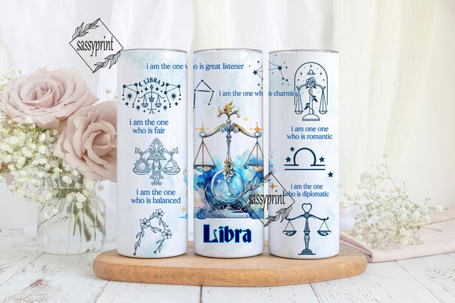 Zodiac Sign Affirmation 20 oz Skinny Tumbler Sublimation Designs bundle PNGs, Astrology Tumbler Wrap PNG, Celestial Signs Astrologer png Sublimation sassyprint 