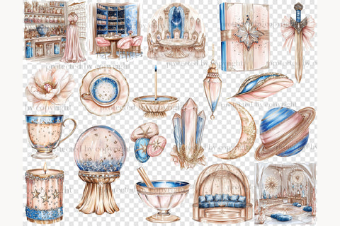 Zodiac Sign Clipart Set | Celestial PNG with Mystical Zodiac SVG GlamArtZhanna 