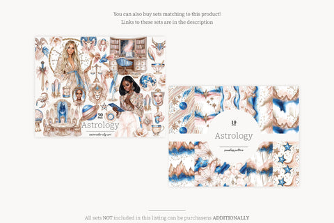 Zodiac Sign Digital Paper Collection | Celestial Patterns Digital Pattern GlamArtZhanna 