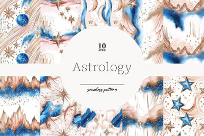 Zodiac Sign Digital Paper Collection | Celestial Patterns Digital Pattern GlamArtZhanna 
