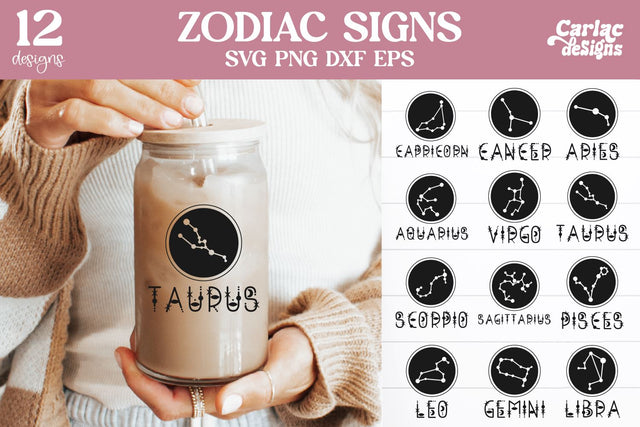 Zodiac Sign SVG and Sublimation Bundle SVG Carla C Designs 