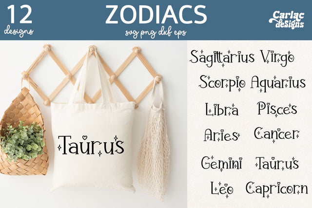 Zodiac Sign SVG and Sublimation Bundle SVG Carla C Designs 