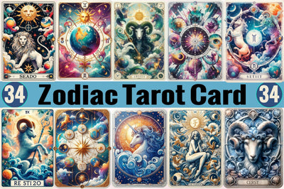Zodiac Tarot Card Sublimation Clipart Sublimation SVGArt 