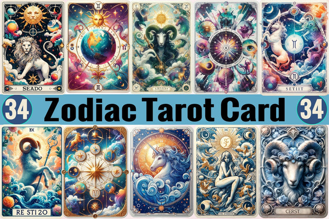 Zodiac Tarot Card Sublimation Clipart Sublimation SVGArt 