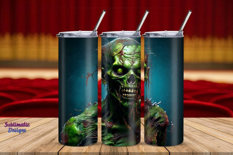 Zombie 20 oz Tumbler Wrap Design | Halloween 20 oz Skinny Tumbler Wrap Sublimation Zombie Design Sublimation Sublimatiz Designs 