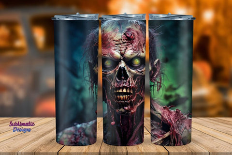 Zombie Apocalypse Tumbler Wrap 20 oz | Halloween 20 oz Skinny Tumbler Wrap Sublimation Zombie Design Sublimation Sublimatiz Designs 