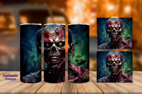 Zombie Apocalypse Tumbler Wrap 20 oz | Halloween 20 oz Skinny Tumbler Wrap Sublimation Zombie Design Sublimation Sublimatiz Designs 