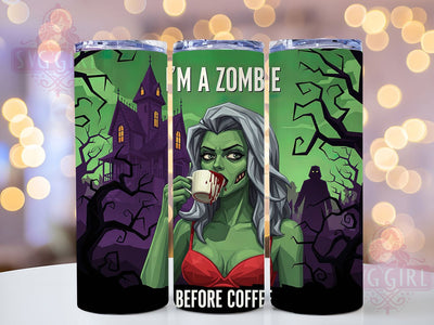 Zombie Before Coffee Halloween Tumbler, Spooky Coffee Wrap, Halloween Coffee Lover Cup, Undead Morning Sublimation, Creepy Coffee Drinkware, Funny Zombie Tumbler, Haunted Coffee Design Sublimation SvggirlplusArt 