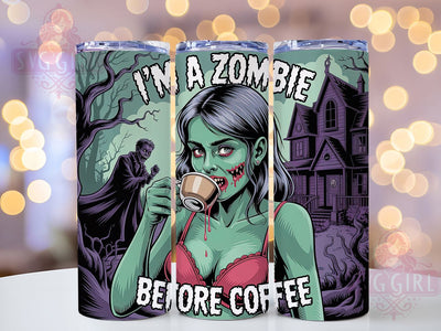 Zombie Before Coffee Halloween Tumbler, Spooky Coffee Wrap, Halloween Coffee Lover Cup, Undead Morning Sublimation, Creepy Coffee Drinkware, Funny Zombie Tumbler, Haunted Coffee Design Sublimation SvggirlplusArt 