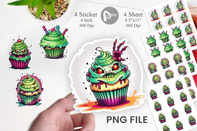 Zombie Cupcake Sticker Sublimation artnoy 