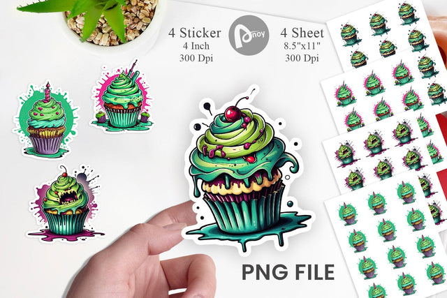 Zombie Cupcake Sticker Sublimation artnoy 
