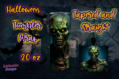 Zombie Halloween Tumbler Wrap | 20 oz Skinny Tumbler Wrap Sublimation Design Sublimation Sublimatiz Designs 